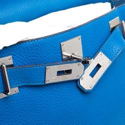 Pre Owned Hermes Blue Hydra Taurillon Clemence Leather Palladium Hardware Jypsiere 34 Bag