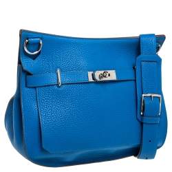 Pre Owned Hermes Blue Hydra Taurillon Clemence Leather Palladium Hardware Jypsiere 34 Bag