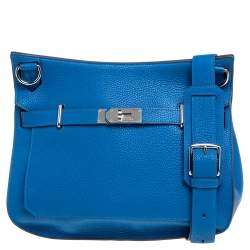 Pre Owned Hermes Blue Hydra Taurillon Clemence Leather Palladium Hardware Jypsiere 34 Bag