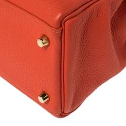Hermes Rouge Pivoine Togo Leather Gold Hardware Kelly Retourne 32 Bag