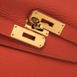 Hermes Rouge Pivoine Togo Leather Gold Hardware Kelly Retourne 32 Bag