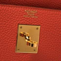 Hermes Rouge Pivoine Togo Leather Gold Hardware Kelly Retourne 32 Bag