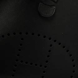 Pre Owned Hermes Noir Taurillon Clemence Leather Evelyne III GM Bag