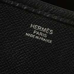 Pre Owned Hermes Noir Taurillon Clemence Leather Evelyne III GM Bag
