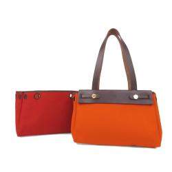Pre Owned Hermes Orange Canvas Herbag Cabas PM Bag