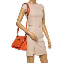 مملوكة مسبقًا حقيبة هيرمس "جيبسيري 28" إكسسوار بلاديوم و جلد سويفت مانغو