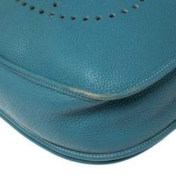 Pre Owned Hermes Blue Jean Togo Leather Evelyne III GM Bag