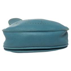 Pre Owned Hermes Blue Jean Togo Leather Evelyne III GM Bag