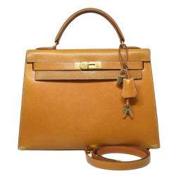 Pre Owned Hermes Brown Leather Kelly 32 Bag