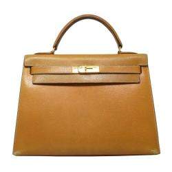 Pre Owned Hermes Brown Leather Kelly 32 Bag