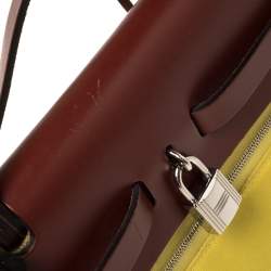 Pre Owned Hermes Lime/Rouge Canvas and Leather Herbag Zip 31 Bag