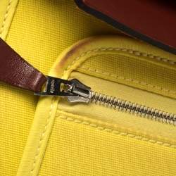 Pre Owned Hermes Lime/Rouge Canvas and Leather Herbag Zip 31 Bag