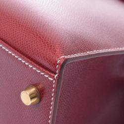 Hermes Burgundy Leather Kelly 35 bag