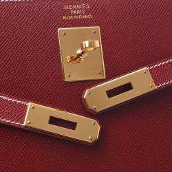 Hermes Burgundy Leather Kelly 35 bag