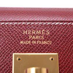 Hermes Burgundy Leather Kelly 35 bag