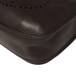 Pre Owned Hermes Cacao Clemence Leather Evelyne III GM Bag