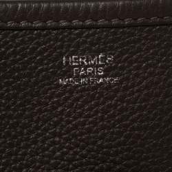 Pre Owned Hermes Cacao Clemence Leather Evelyne III GM Bag