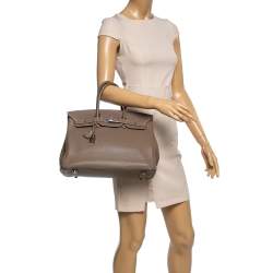 Hermès Etoupe Togo Leather Palladium Hardware Birkin 35 Bag