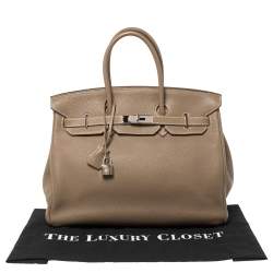 Hermès Etoupe Togo Leather Palladium Hardware Birkin 35 Bag