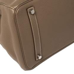 Hermès Etoupe Togo Leather Palladium Hardware Birkin 35 Bag