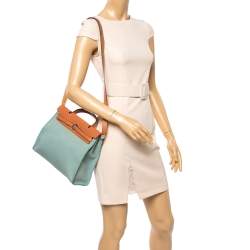 Pre Owned Hermes Barenia/Ciel Canvas And Leather Herbag Zip 31 Bag