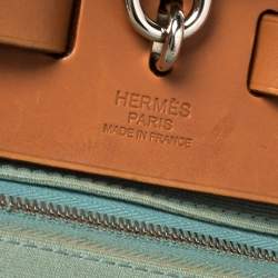 Pre Owned Hermes Barenia/Ciel Canvas And Leather Herbag Zip 31 Bag