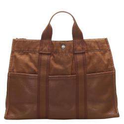 Pre Owned Hermes Brown Canvas  Fourre Tout MM Bag