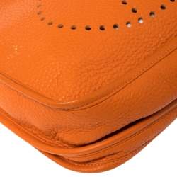 Pre Owned Hermès Orange Clemence Leather Evelyne III PM Bag