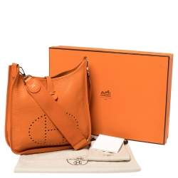 Pre Owned Hermès Orange Clemence Leather Evelyne III PM Bag