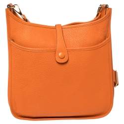 Pre Owned Hermès Orange Clemence Leather Evelyne III PM Bag