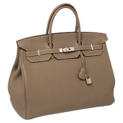 Hermes Etoupe Grey Togo Leather Palladium Hardware Birkin 40 Bag