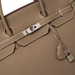 Hermes Etoupe Grey Togo Leather Palladium Hardware Birkin 40 Bag