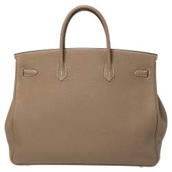 Hermes Etoupe Grey Togo Leather Palladium Hardware Birkin 40 Bag