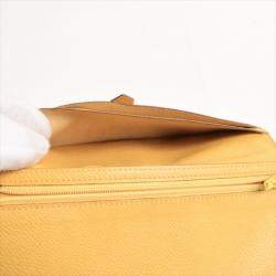 Pre Owned Hermes Yellow Epsom Leather Bearn Classic Wallet