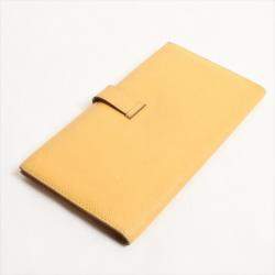Pre Owned Hermes Yellow Epsom Leather Bearn Classic Wallet