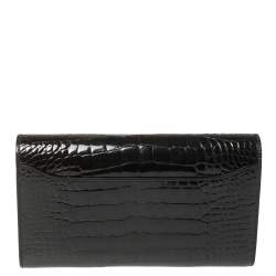 Pre Owned Hermes Black Shine Alligator Palladium Hardware Constance Wallet