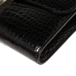 Pre Owned Hermes Black Shine Alligator Palladium Hardware Constance Wallet