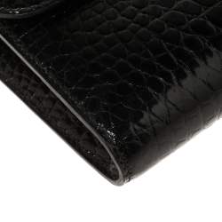 Pre Owned Hermes Black Shine Alligator Palladium Hardware Constance Wallet