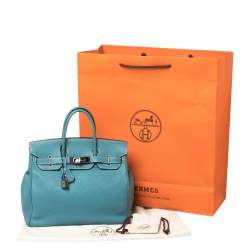 Hermes Blue Jean Clemence Leather Ruthenium Hardware Hac Birkin 28 Bag