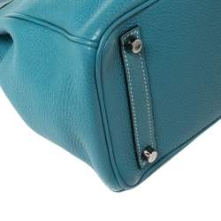 Hermes Blue Jean Clemence Leather Ruthenium Hardware Hac Birkin 28 Bag