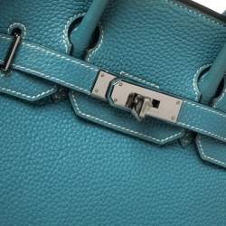 Hermes Blue Jean Clemence Leather Ruthenium Hardware Hac Birkin 28 Bag