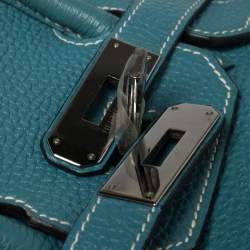 Hermes Blue Jean Clemence Leather Ruthenium Hardware Hac Birkin 28 Bag