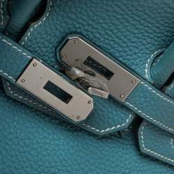 Hermes Blue Jean Clemence Leather Ruthenium Hardware Hac Birkin 28 Bag