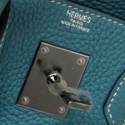 Hermes Blue Jean Clemence Leather Ruthenium Hardware Hac Birkin 28 Bag