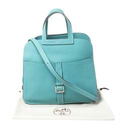 Pre Owned Hermes Blue Saint-Cyr Clemence Leather Palladium Hardware Halzan 31 Bag