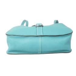 Pre Owned Hermes Blue Saint-Cyr Clemence Leather Palladium Hardware Halzan 31 Bag