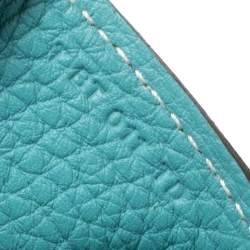 Pre Owned Hermes Blue Saint-Cyr Clemence Leather Palladium Hardware Halzan 31 Bag