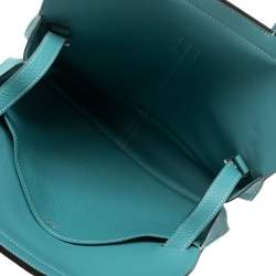 Pre Owned Hermes Blue Saint-Cyr Clemence Leather Palladium Hardware Halzan 31 Bag