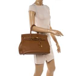 Pre Owned Hermes Gold Togo Leather Gold Hardware Birkin 35 Bag