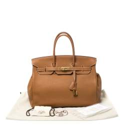 Pre Owned Hermes Gold Togo Leather Gold Hardware Birkin 35 Bag